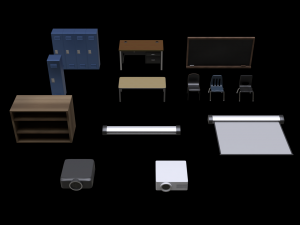 school classroom asset pack 3D Model
