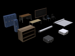 school classroom asset pack 3D Model