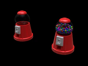 검볼로 채워진 검볼 기계 3D 모델