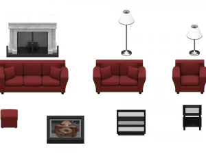 living room asset pack 3D Model