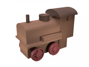 low poly wooden toy train 3D Model