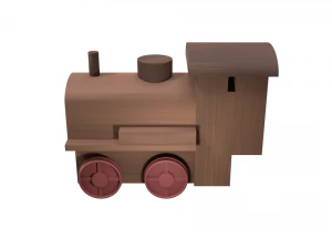 low poly wooden toy train 3D Model