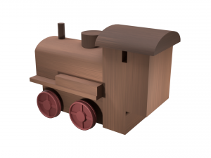 low poly wooden toy train Modello 3D