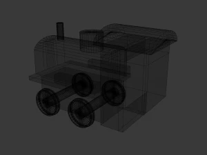 low poly wooden toy train 3D Model