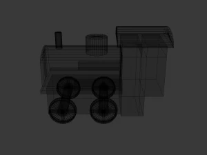 low poly wooden toy train 3D Model
