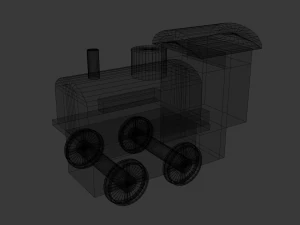 low poly wooden toy train 3D Model