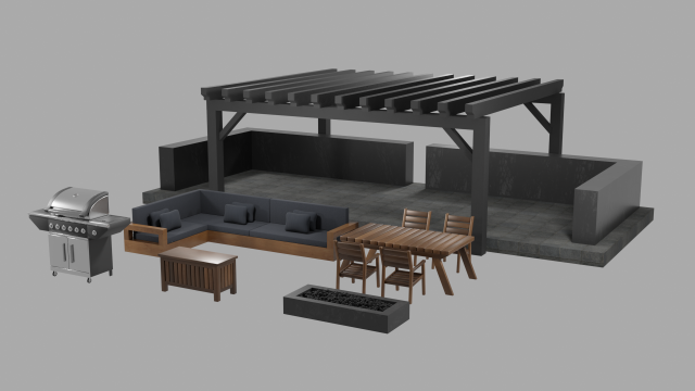 outdoor patio asset collection 3D Model .c4d .max .obj .3ds .fbx .stl .blend 