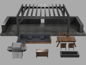 outdoor patio asset collection 3D Model