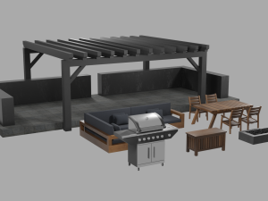 outdoor patio asset collection 3D Model