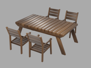 outdoor wooden patio dining set 3D मॉडल
