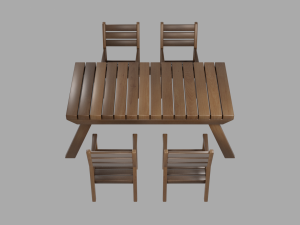 outdoor wooden patio dining set 3D Модель