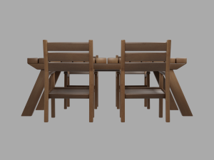 outdoor wooden patio dining set 3D Модель