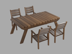 outdoor wooden patio dining set 3D Модель
