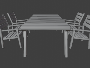 outdoor wooden patio dining set 3D Модель