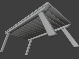 outdoor wooden patio dining set 3D Model