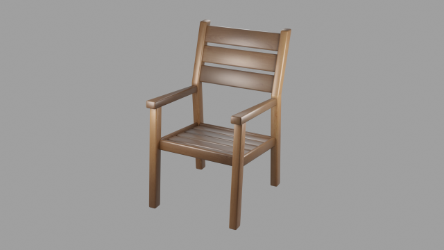 outdoor wooden patio dining chair Modello 3D .c4d .max .obj .3ds .fbx .stl .blend 