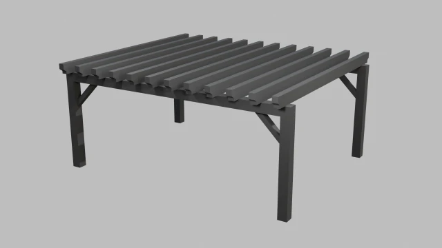outdoor wooden patio pergola 3D Model .c4d .max .obj .3ds .fbx .stl .blend 