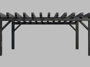 outdoor wooden patio pergola 3D Model
