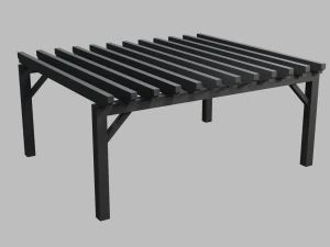 outdoor wooden patio pergola 3D Model