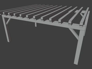outdoor wooden patio pergola 3D Model