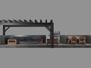 outdoor patio asset collection scene 3D Model