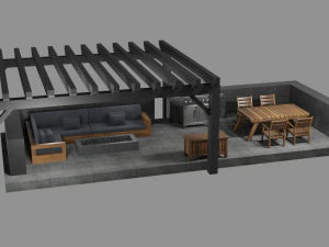 outdoor patio asset collection scene 3D Model