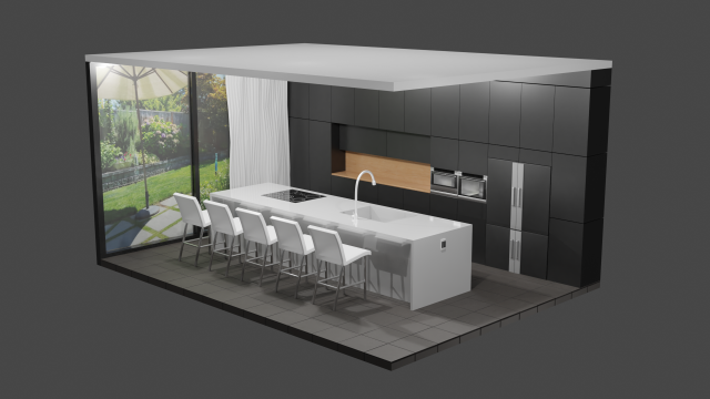 modern kitchen scene Modello 3D .c4d .max .obj .3ds .fbx .stl .blend 