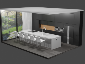 modern kitchen scene 3D Модель