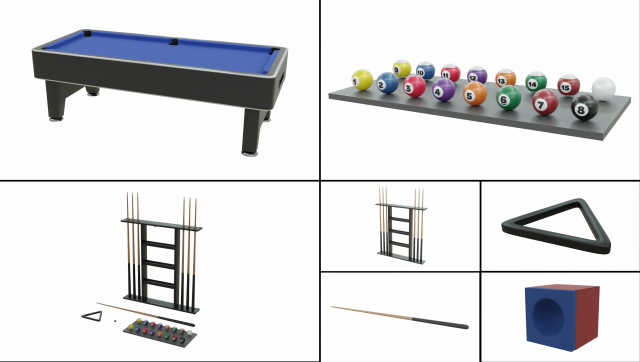 pool table collection Modelo 3D .c4d .max .obj .3ds .fbx .stl .blend 