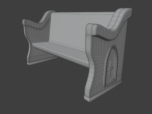 church pew furniture set 3D 模型