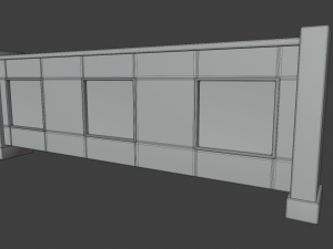 church pew front screen set 3D Model