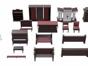 church furniture asset collection Model 3D