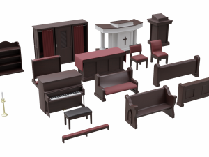 church furniture asset collection Model 3D