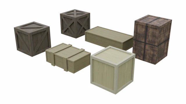 assorted low poly wooden crate collection 3D Model .c4d .max .obj .3ds .fbx .stl .blend 