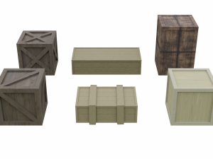 assorted low poly wooden crate collection 3Dモデル