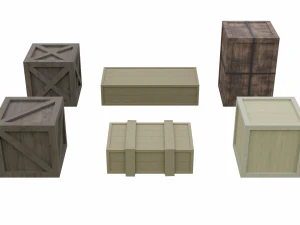 assorted low poly wooden crate collection 3D Model