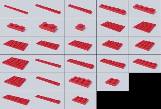 lego brick collection - flat bricks 3D Model .c4d .max .obj .3ds .fbx .stl .blend 