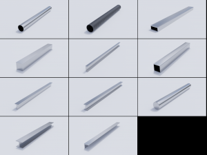 steel pipes and beams collection Modelo 3D