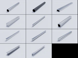 steel pipes and beams collection 3D Model