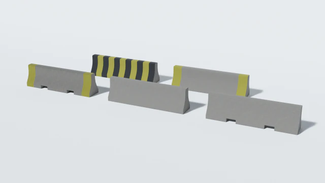 concrete barrier collection 3D Model .c4d .max .obj .3ds .fbx .stl .blend 