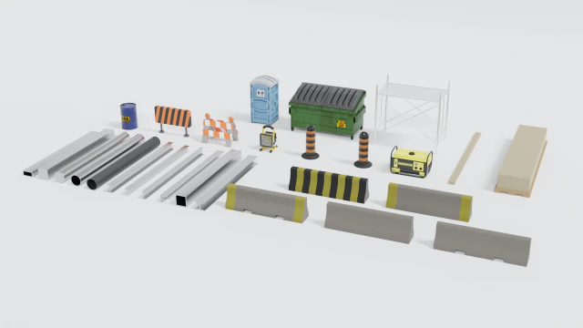 cole&ccedil;&atilde;o de adere&ccedil;os de constru&ccedil;&atilde;o Modelo 3D .c4d .max .obj .3ds .fbx .stl .blend 