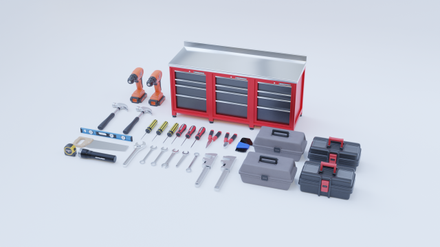 tools and workbench collection 3D Model .c4d .max .obj .3ds .fbx .stl .blend 