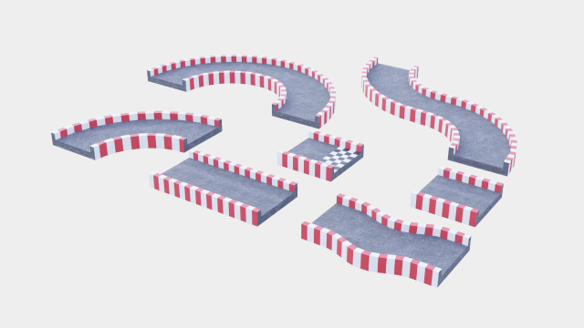racetrack segments collection 3D Model .c4d .max .obj .3ds .fbx .stl .blend 