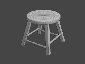 wooden stool Modello 3D