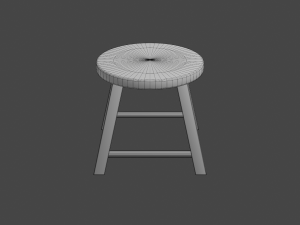 wooden stool Modello 3D