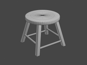 wooden stool Modello 3D
