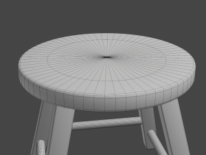 wooden stool Modello 3D