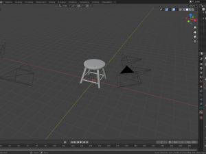 wooden stool Modello 3D