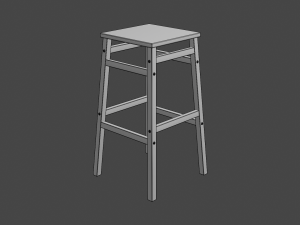 square wooden stool 3D Model
