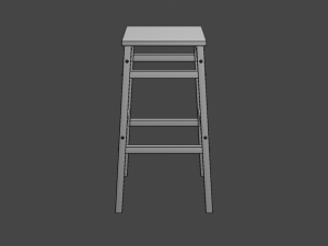 square wooden stool 3D Model